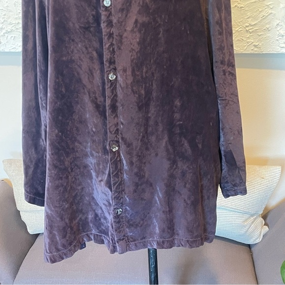CP Shades Women’s Velvet Button Down Long Sleeve Tunic Top Purple Plum Sz M - Picture 4 of 7